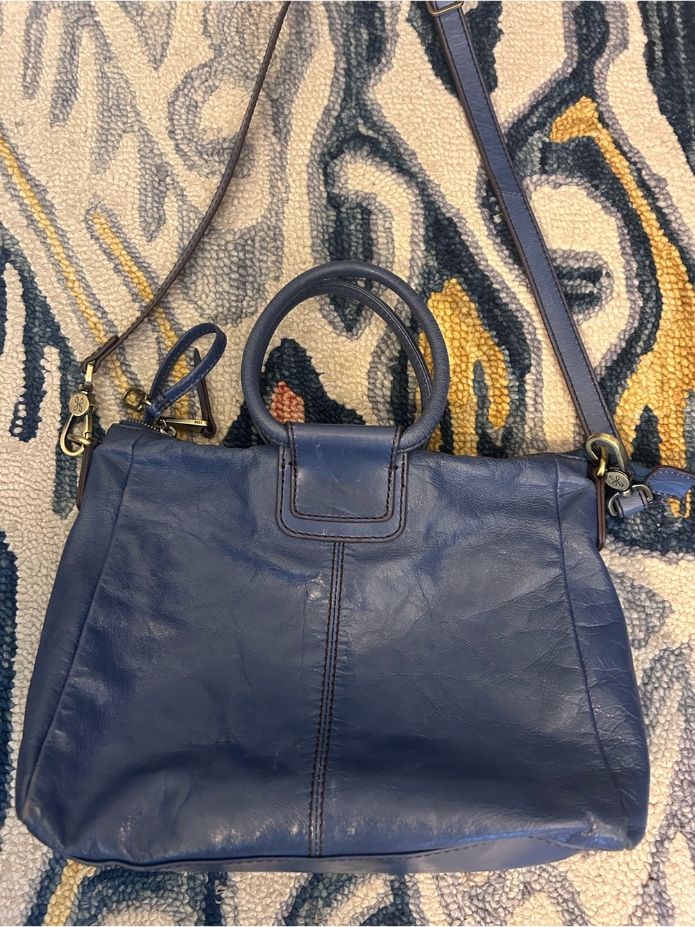 Classic Blue Leather Satchel - Hobo Medium Sheila bag